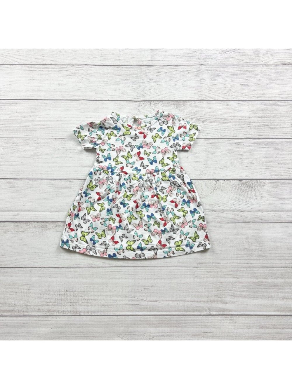 Carter's Baby Girl Butterfly Print Dress Short Sleeve Multicolor 9-12 Months